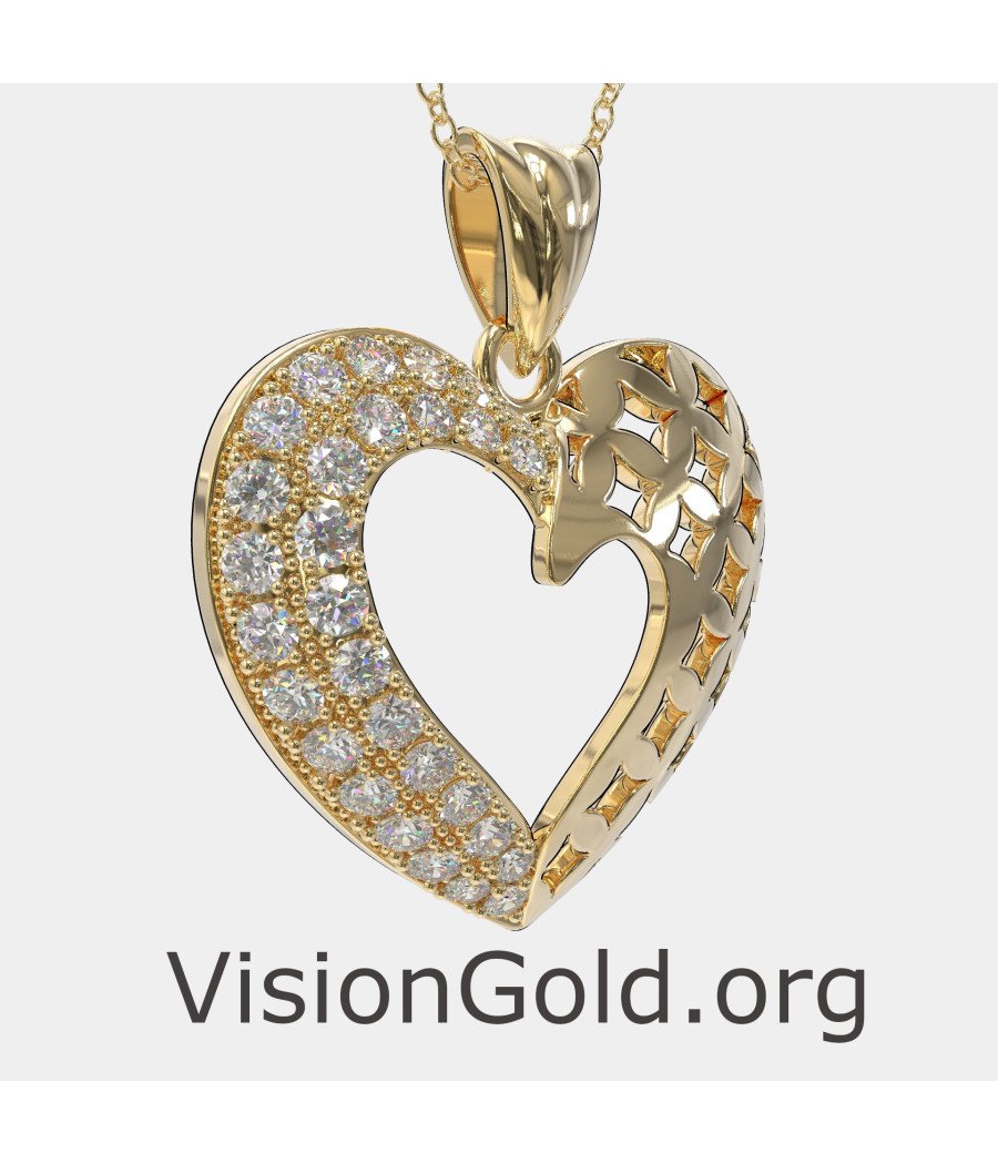 14k Gold Heart Necklace for Women 0576K