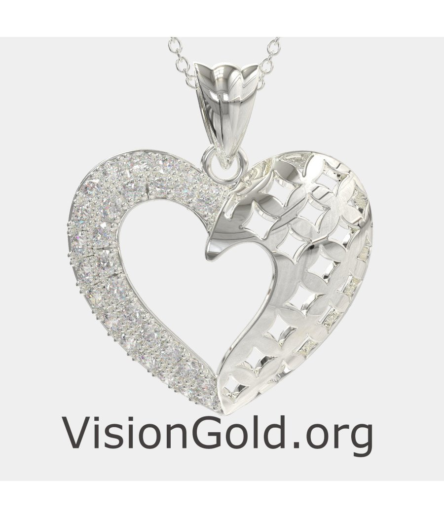 Luxury WhiteGold Heart Necklace 0576L