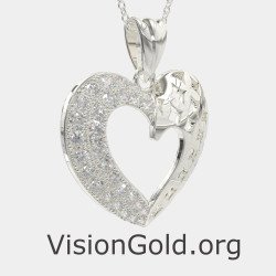 Luxury WhiteGold Heart Necklace 0576L