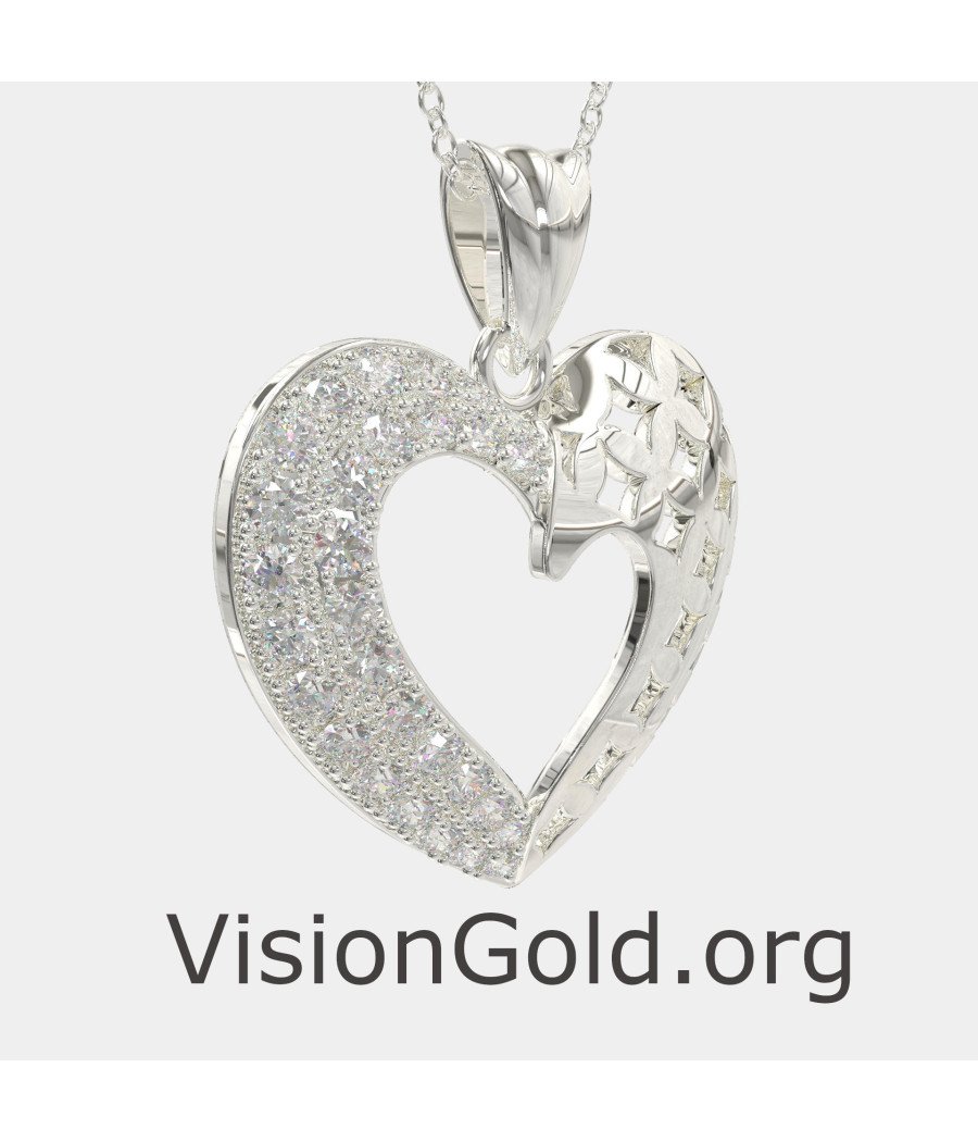 Luxury WhiteGold Heart Necklace 0576L