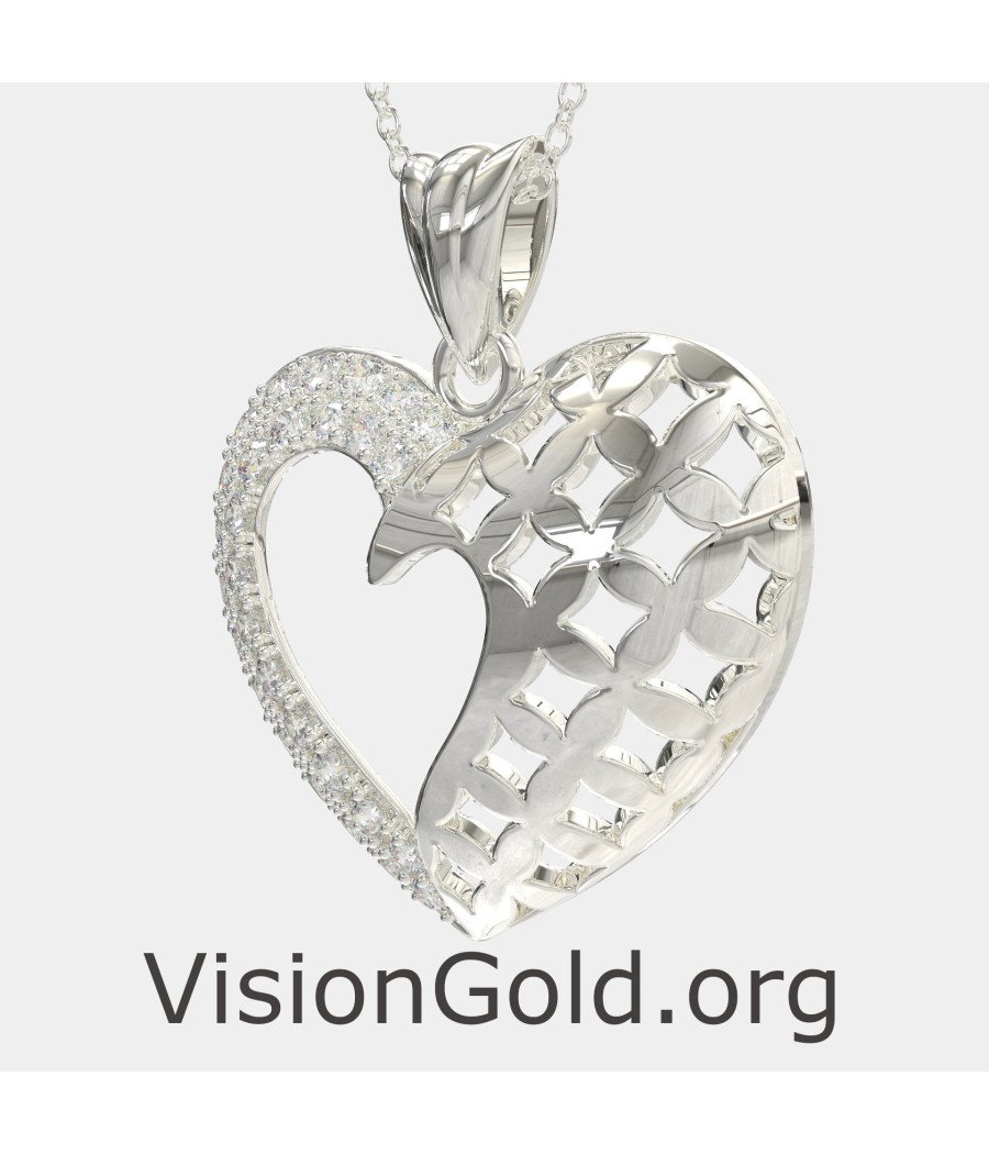 Luxury WhiteGold Heart Necklace 0576L