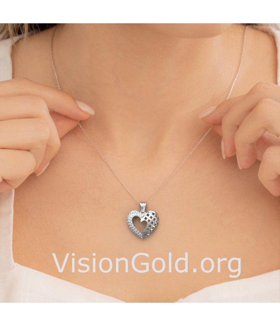 Luxury WhiteGold Heart Necklace 0576L