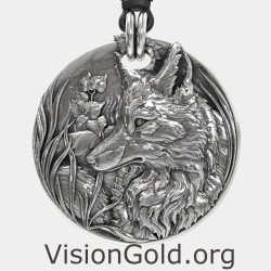 Silver Wolf Necklace Pendant 0439