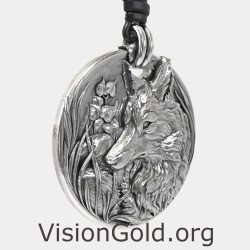 Silver Wolf Necklace Pendant 0439