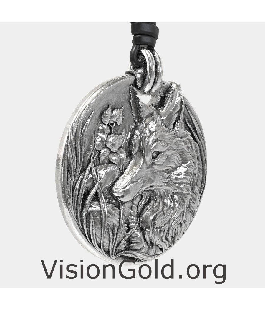 Silver Wolf Necklace Pendant 0439