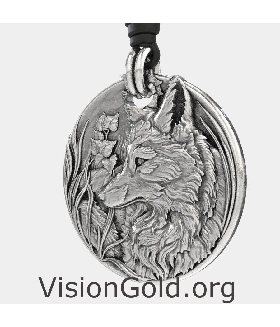 Silver Wolf Necklace Pendant 0439