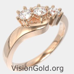 Three Stone Engagement Ring - Anniversary Gift 0098R