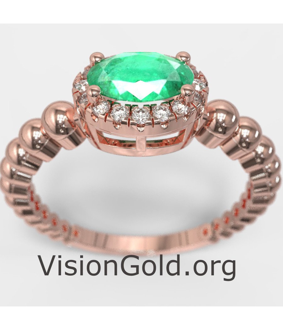 Rose Gold Verlobung Smaragd Diamant Ring 1372RS