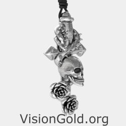 Gothic Ανδρικό Κολιέ Δράκος Νεκροκεφαλή 0033