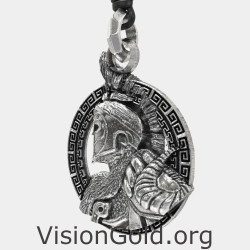 Greek Warrior Helmet Necklace - Husband Gift 0443