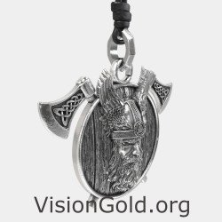 Thor Viking Silver Pendant Norse Thors Hammer Axe Necklace 0445