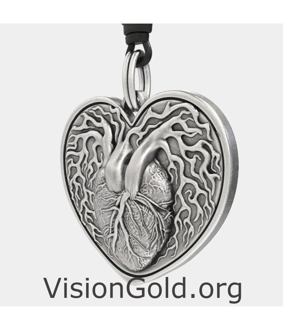 Silver Men's Heart Pendant 0447