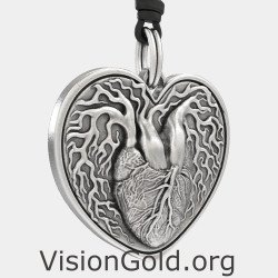 Silver Men's Heart Pendant 0447