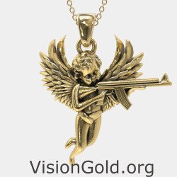 Guardian Angel Pendant With Gun 0866K