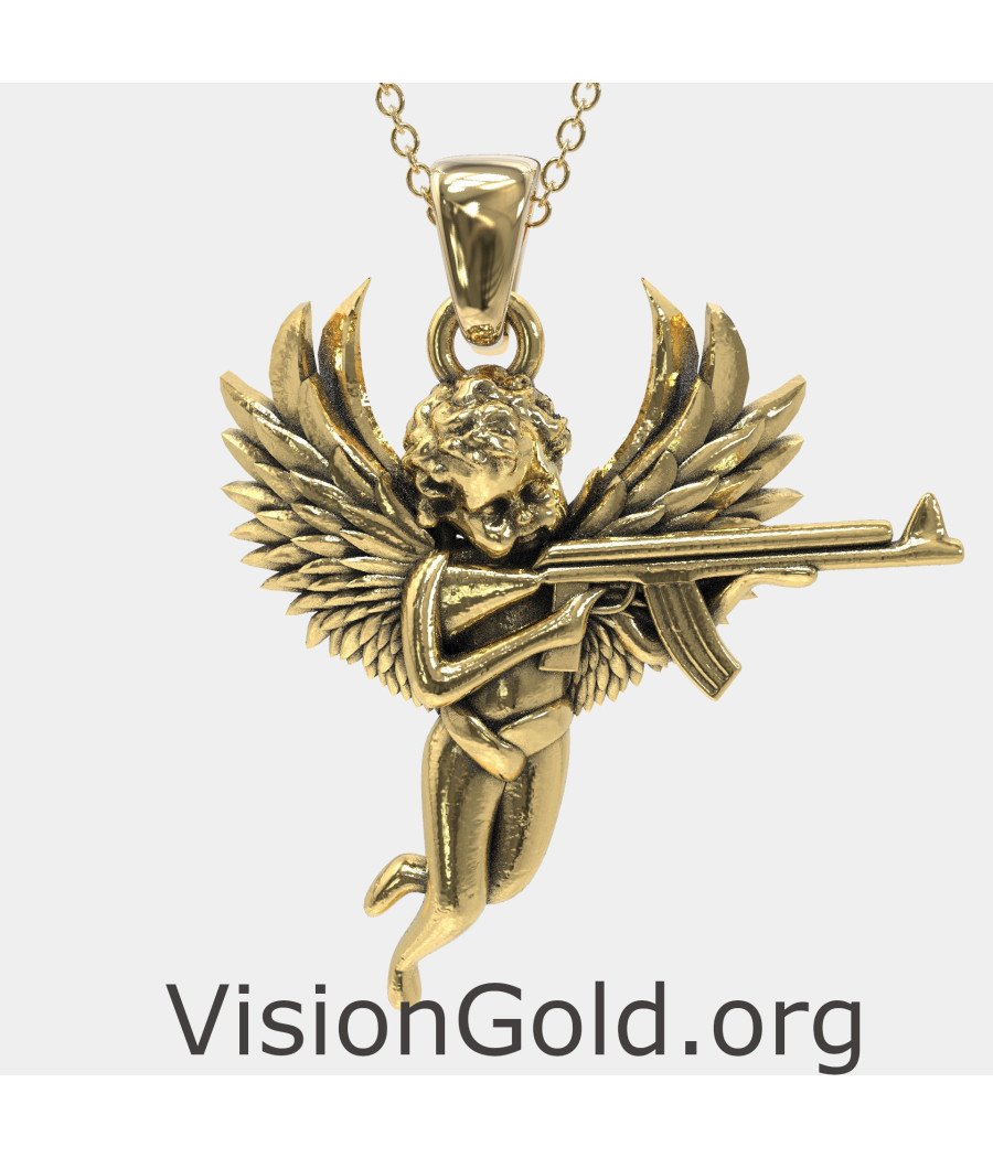 Guardian Angel Pendant With Gun 0866K