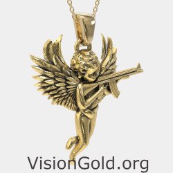 Guardian Angel Pendant With Gun 0866K