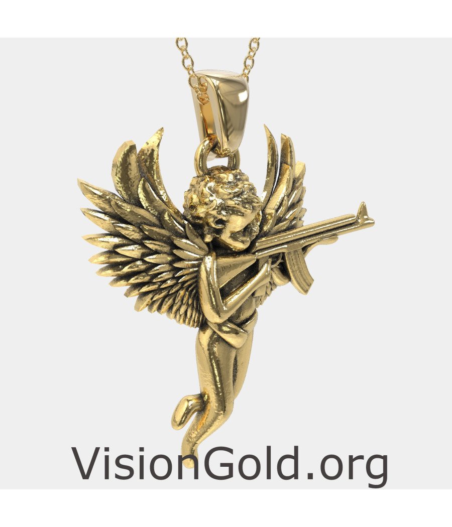 Guardian Angel Pendant With Gun 0866K