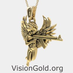 Guardian Angel Pendant With Gun 0866K