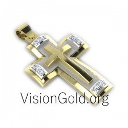 Gold cross necklace - Men'S Crosses 0004,mens diamond cross