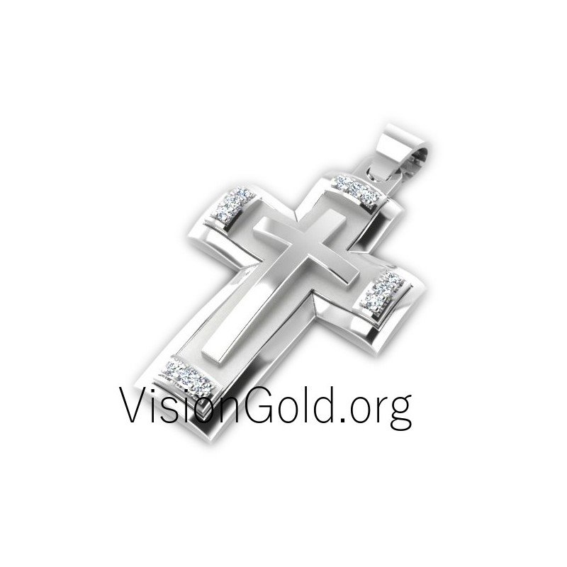 Gold cross necklace - Men'S Crosses 0004,mens diamond cross