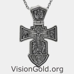 Large Jesus And Saint Archangel Michael Cross Necklace 0454