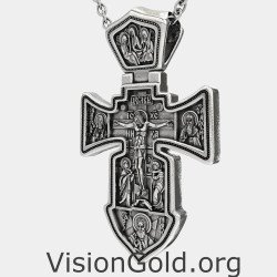 Large Jesus And Saint Archangel Michael Cross Necklace 0454