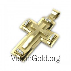 Gold cross necklace - Men'S Crosses 0004,mens diamond cross