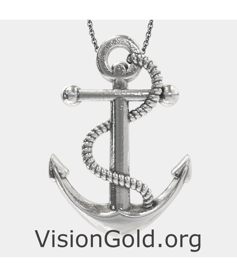 Anchor Oxidized Silver Necklace 0456