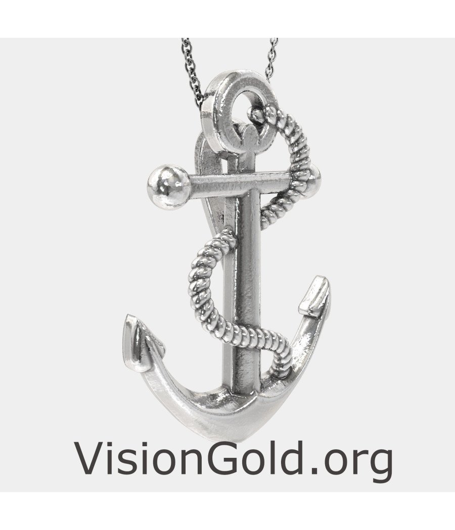 Anchor Oxidized Silver Necklace 0456