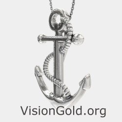 Anchor Oxidized Silver Necklace 0456