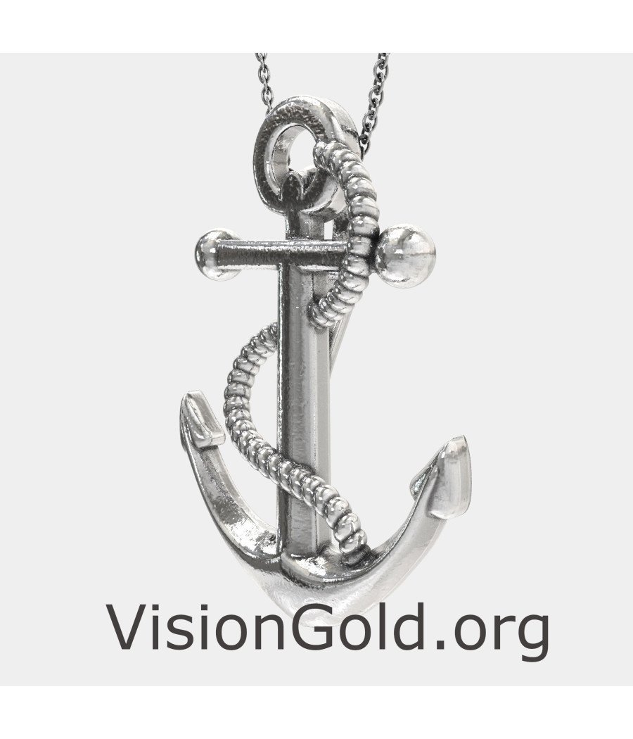 Anchor Oxidized Silver Necklace 0456