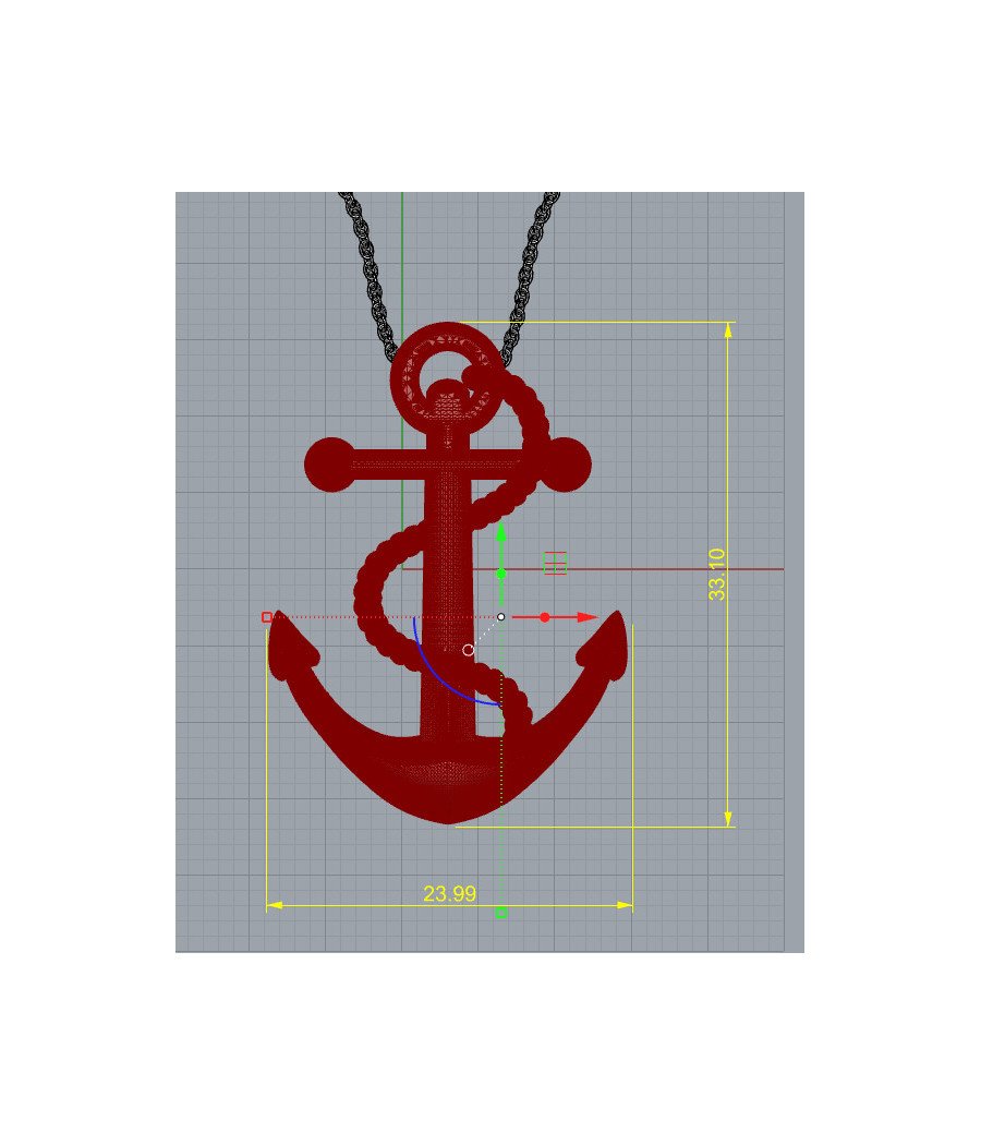 Anchor Oxidized Silver Necklace 0456