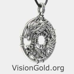 Dragon Pendant 925 - Sterling Silver Dragon Necklace 0037