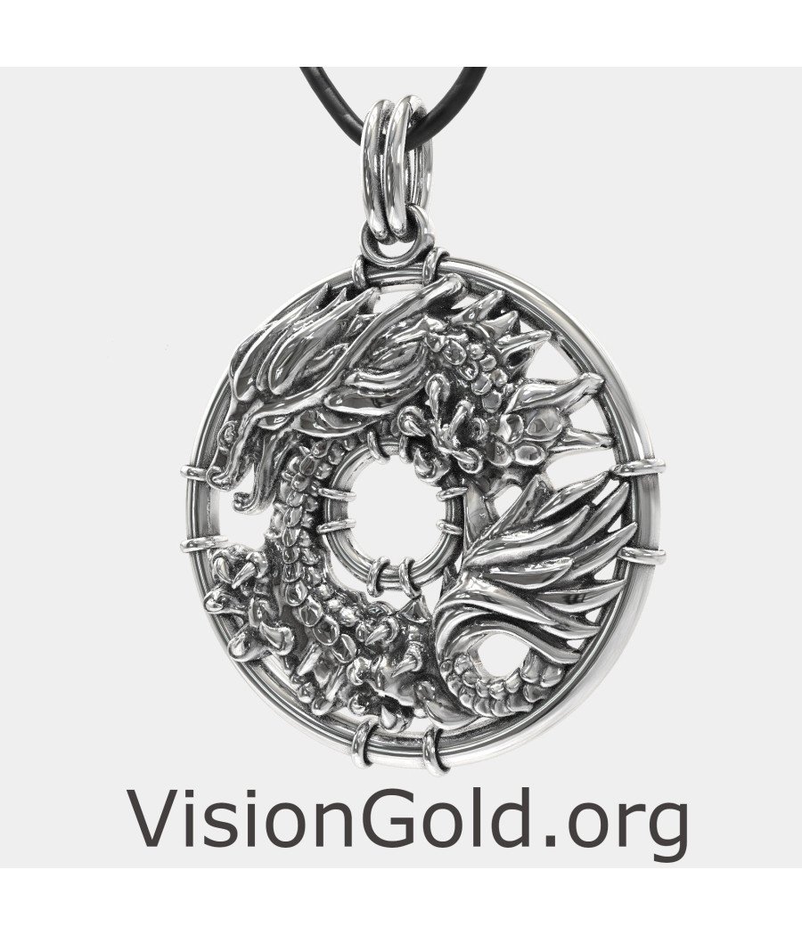 Dragon Pendant 925 - Sterling Silver Dragon Necklace 0037