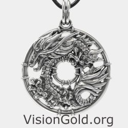 Dragon Pendant 925 - Sterling Silver Dragon Necklace 0037