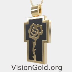 Rose Cross Pendant Necklace 0298