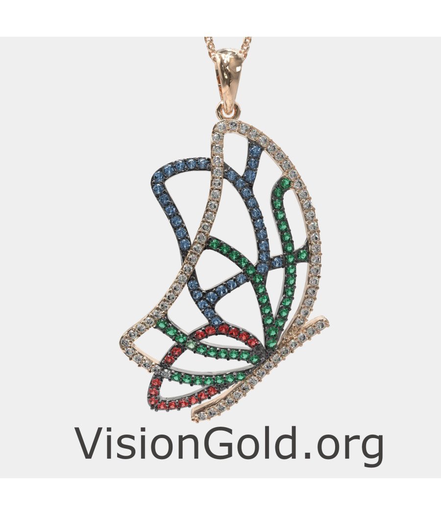 Collier à pendentifs en forme de papillon 0150R