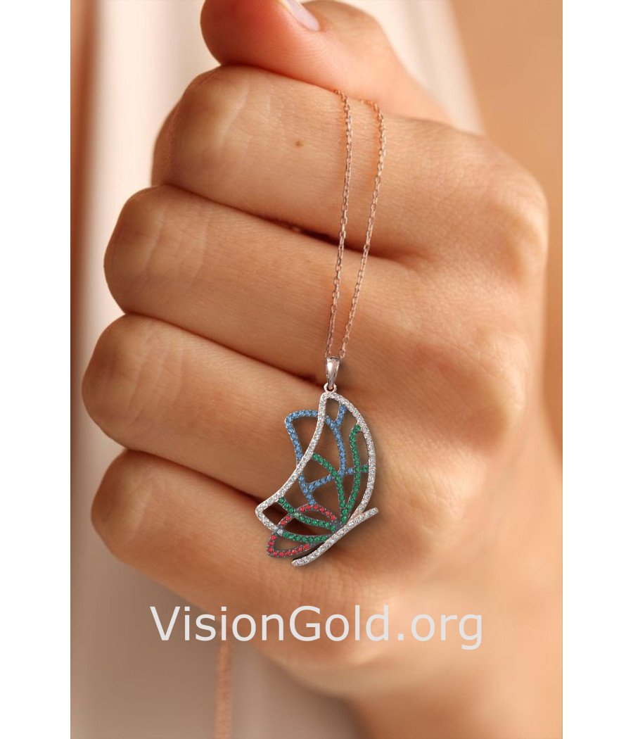 Collier à pendentifs en forme de papillon 0150R