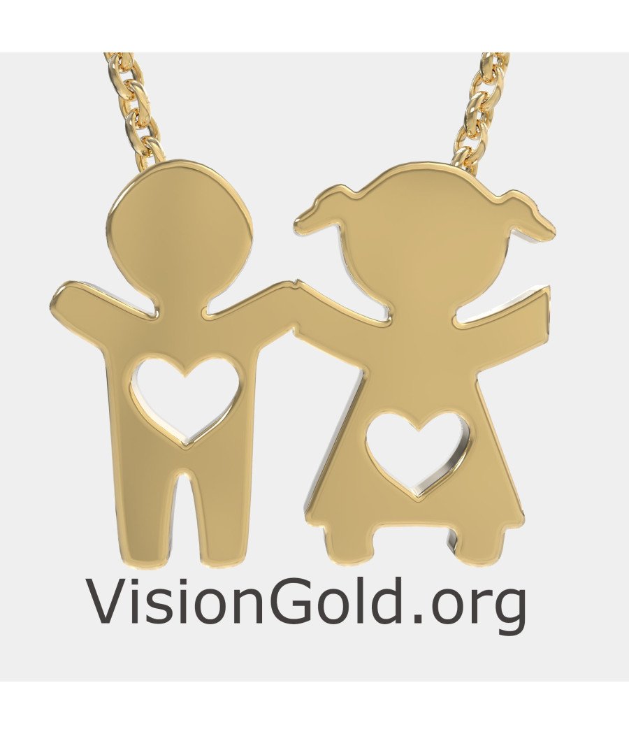 Κολιέ Αγοράκι Και Κοριτσάκι Σε Κίτρινο Χρυσό 0370