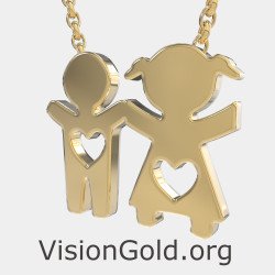 Κολιέ Αγοράκι Και Κοριτσάκι Σε Κίτρινο Χρυσό 0370