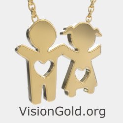 Κολιέ Αγοράκι Και Κοριτσάκι Σε Κίτρινο Χρυσό 0370