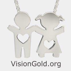 Семейное ожерелье мальчик и девочка 0370L