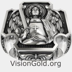 Cross Saint Michael The Archangel Signet Ring 0898