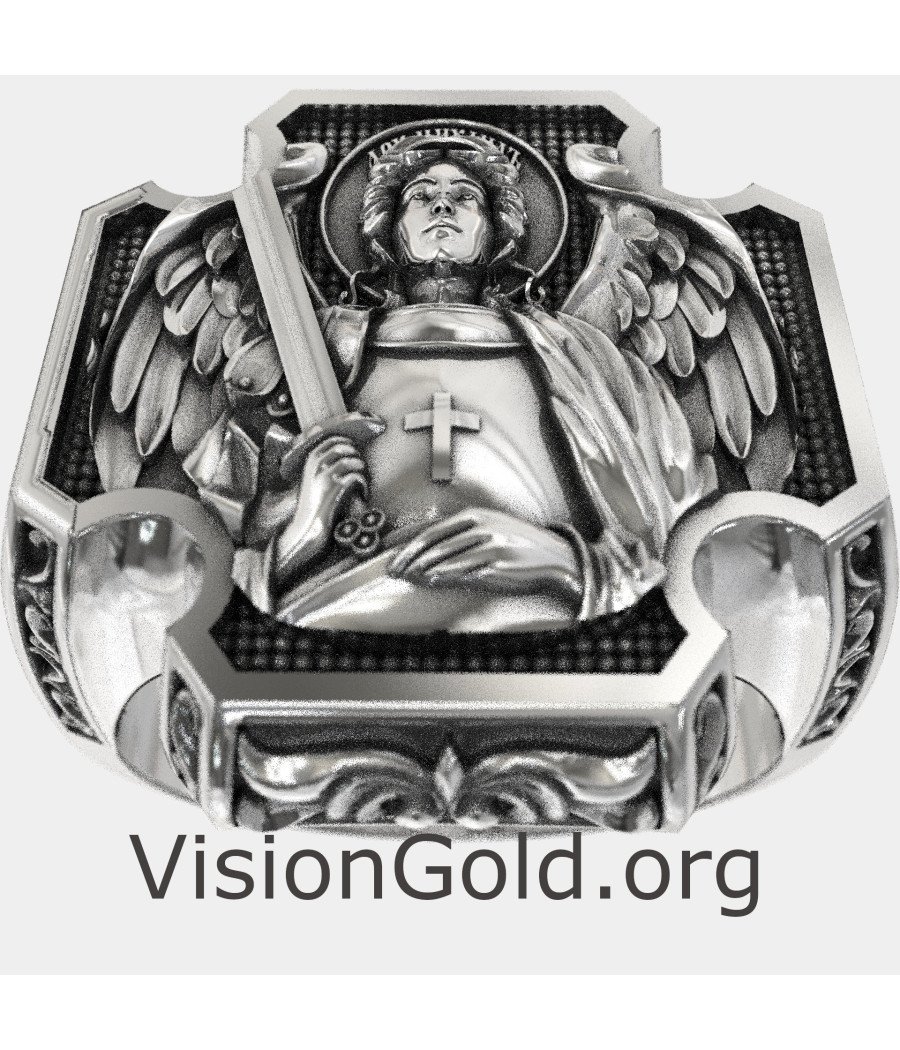 Cross Saint Michael The Archangel Signet Ring 0898