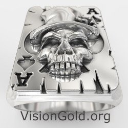 Premium Totenkopf Pik-As Poker Ring 0263