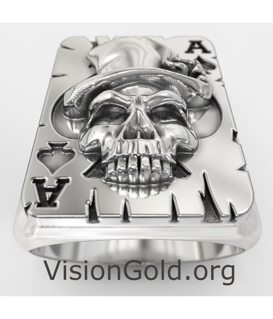 Premium Totenkopf Pik-As Poker Ring 0263