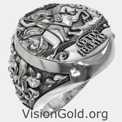 Saint George Defeating the Dragon Signet Ring 0479