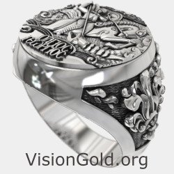 Saint George Defeating the Dragon Signet Ring 0479