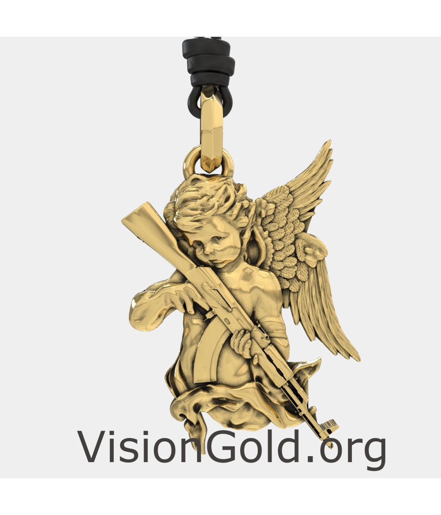 Guardian Angel Pendant With Gun 0458K