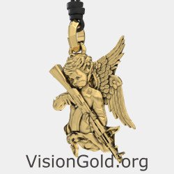 Guardian Angel Pendant With Gun 0458K